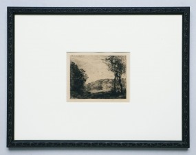 Camille Corot, Campagne boisée, originale Radierung, 1866