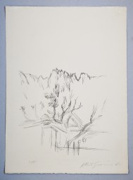 Alberto Giacometti, orig. Lithografie, Paysage aux arbres et aux montagnes en Bregaglia